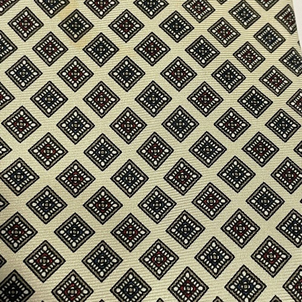 christian dior silk Italy tie necktie squares geometric block 55”L
